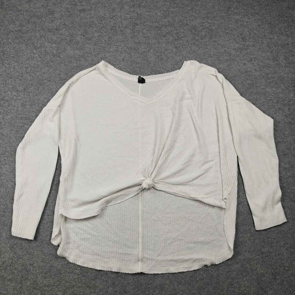 Wild Fable Sweater Womens XL White Waffle-Knit V-Neck Lightweight Pullover